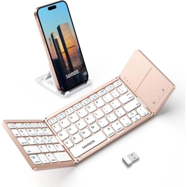 Samsers Touchpadli Katlanabilir Bluetooth Klavye Rose Gold