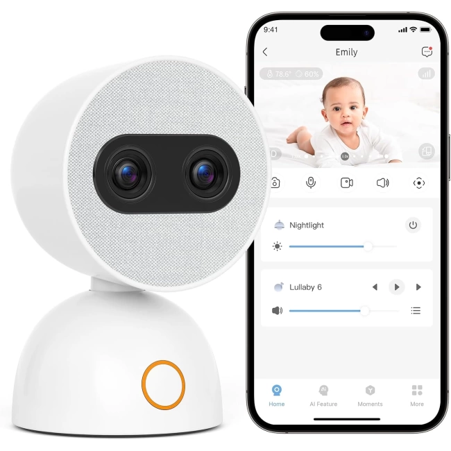 Simsky Akıllı Bebek Monitörü 2×4MP Kamera, 6X Yakınlaştırma - Ek Kamera