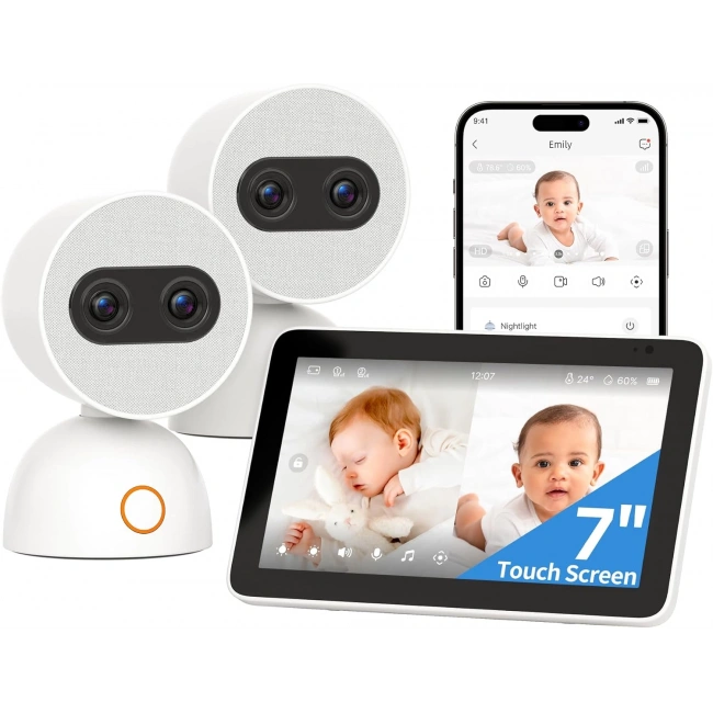 Simsky Video Bebek Monitörü 2×4MP Kamera, 6X Yakınlaştırma - 2 Kamera