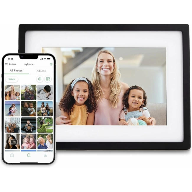 Skylight 10 Inc Dijital Resim Çerçevesi - Dokunmatik - Telefon Kontrollü, Siyah