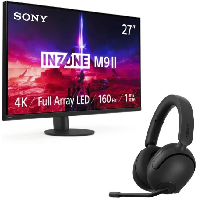 Sony INZONE H5 Kablosuz Oyun Kulaklığı H5 Kulaklık Siyah + M9II Monitör
