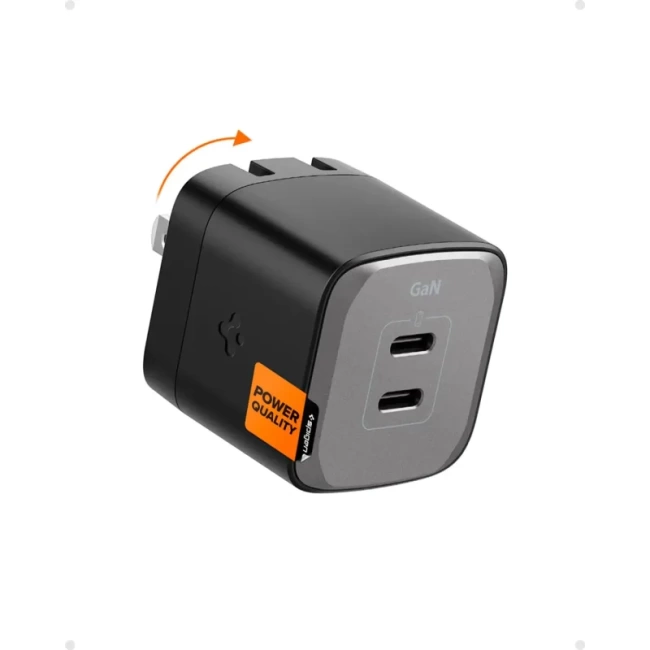 Spigen GaN III 352 35W 2 Bağlantı Noktalı Kompakt Katlanabilir Çift USB C Duvar Şarj Cihazı PD PPS