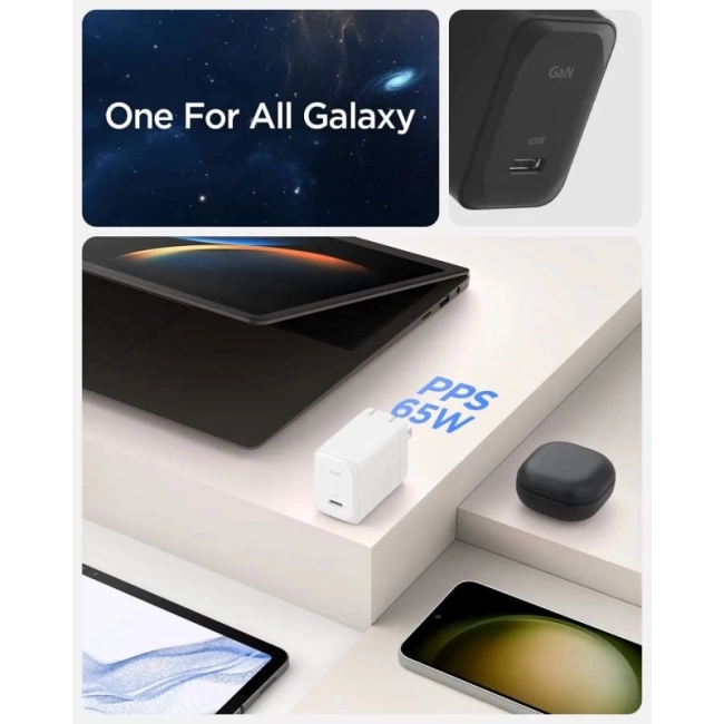 Spigen GaN III 352 35W 2 Bağlantı Noktalı Kompakt Katlanabilir Çift USB C Duvar Şarj Cihazı PD PPS