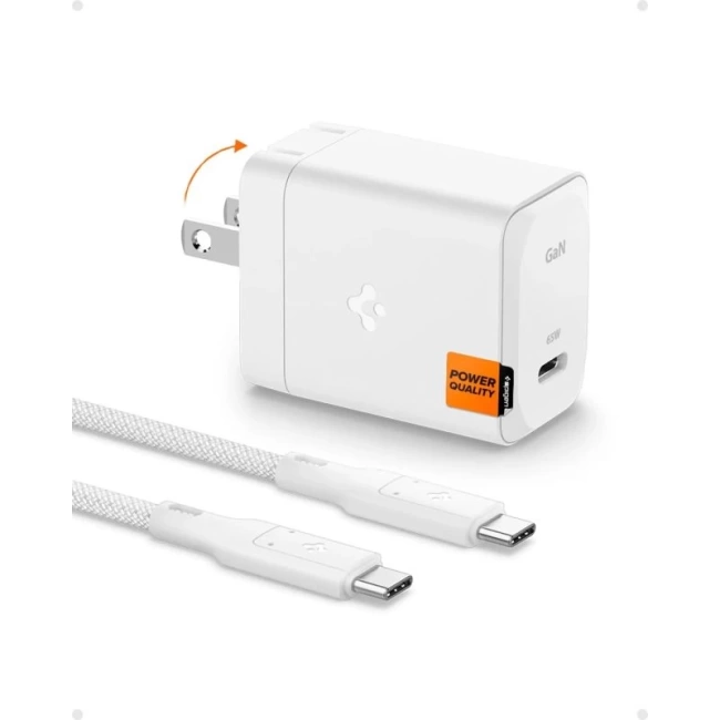 Spigen GaN III 352 35W 2 Bağlantı Noktalı Kompakt Katlanabilir Çift USB C Duvar Şarj Cihazı PD PPS