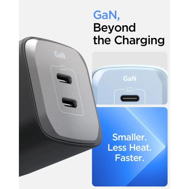 Spigen GaN III 352 35W 2 Bağlantı Noktalı Kompakt Katlanabilir Çift USB C Duvar Şarj Cihazı PD PPS