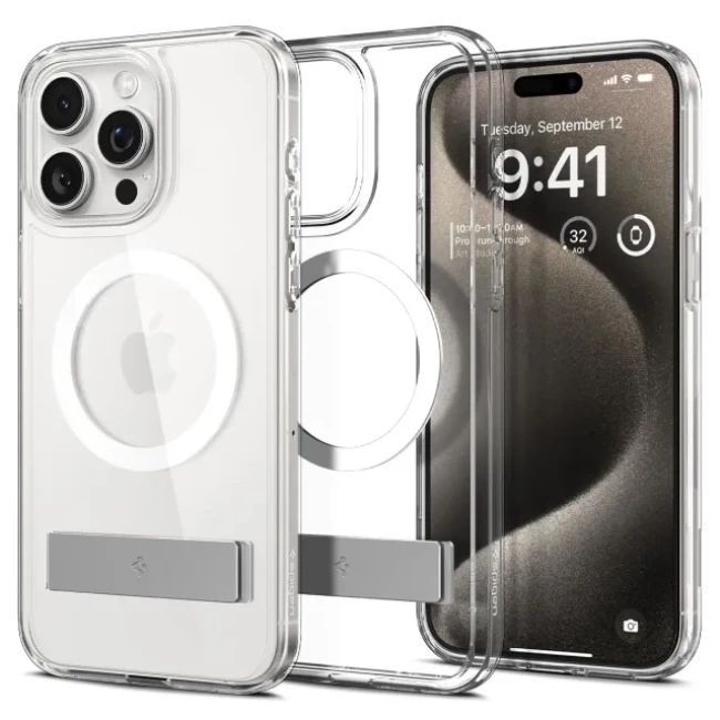 Spigen Magnetic Ultra Hybrid S MagFit iPhone 15 Pro Max Kılıf Crystal Clear