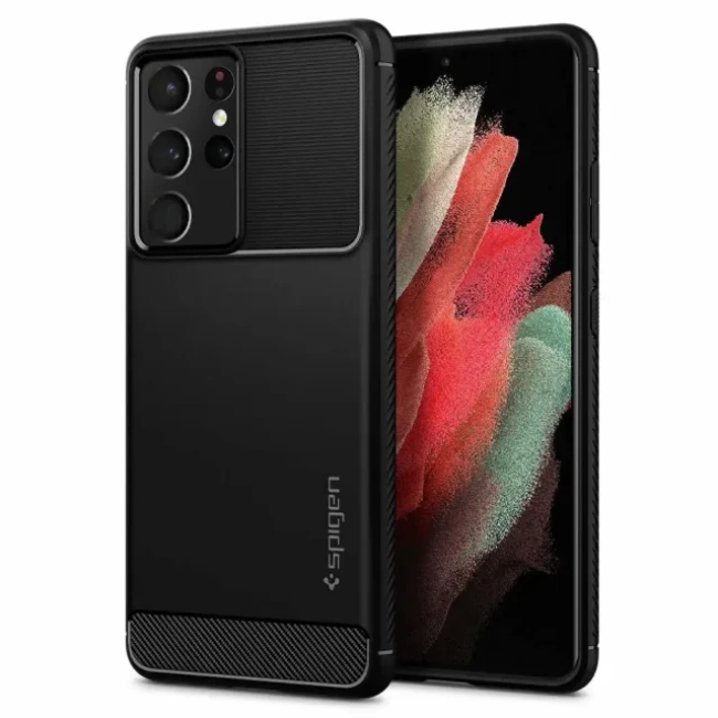 Spigen Rugged Armor Galaxy S21 Ultra Kılıf - Matte Black