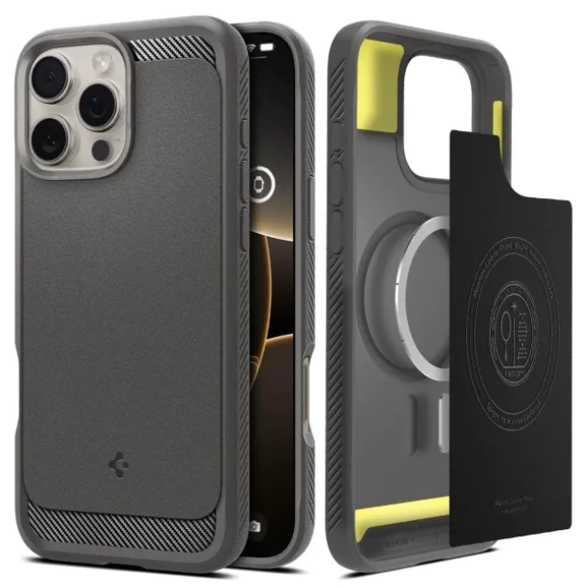 Spigen Rugged Armor MagFit iPhone 16 Pro Max Kılıf iPhone 16 Pro Max Gri