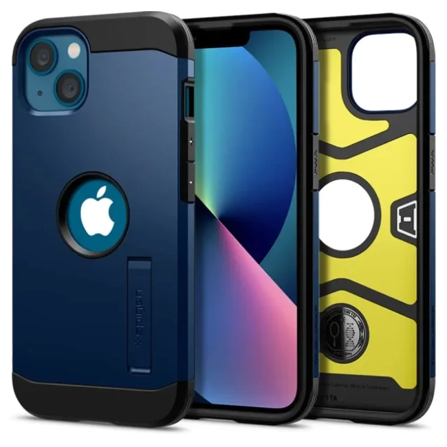 Spigen Tough Armor [Ekstra Koruma Teknolojisi] iPhone 13 Kılıf Lacivert
