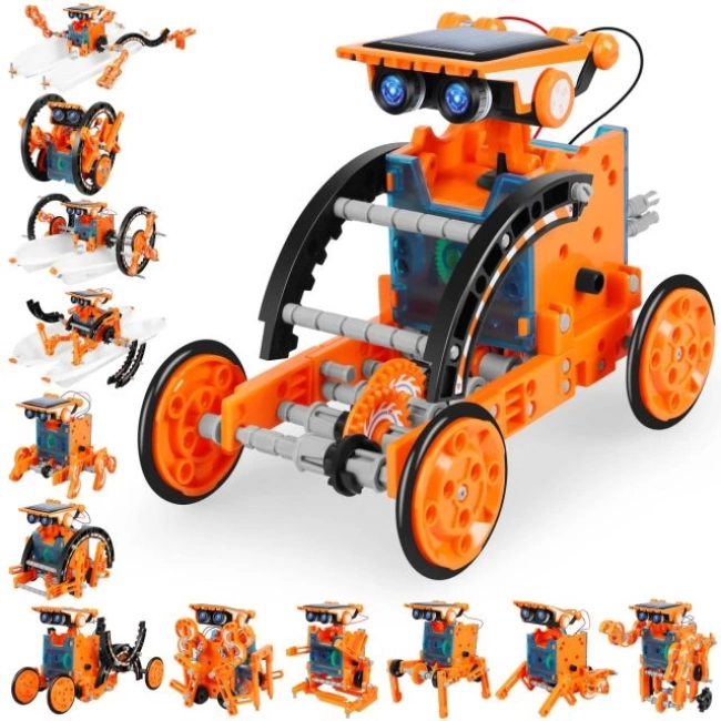 STEM 13ü 1 Arada Eğitim Güneş Enerjili Robot Oyuncak Turuncu
