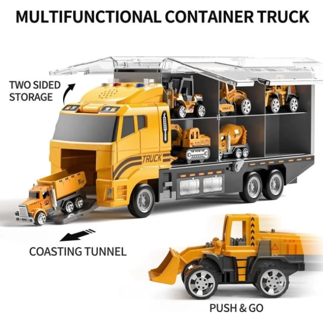 TEMI Çocuklar İçin Döküm İnşaat Araba Taşıyıcı Araç Oyuncak Construction Truck