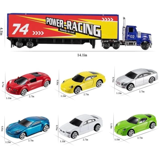 TEMI Çocuklar İçin Döküm İnşaat Araba Taşıyıcı Araç Oyuncak Racing Car