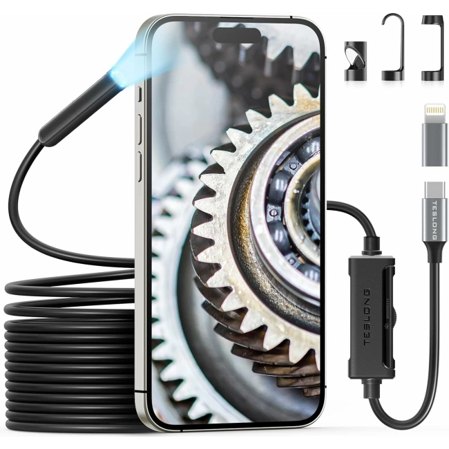 Teslong 1080P HD Boroskop Muayene Kamerası - 8 LED Işıklı - 5m Kablo - 8.5mm