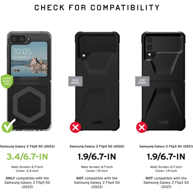 UAG Samsung Galaxy Z Flip 5 Plyo Pro Manyetik Kılıf Gümüş