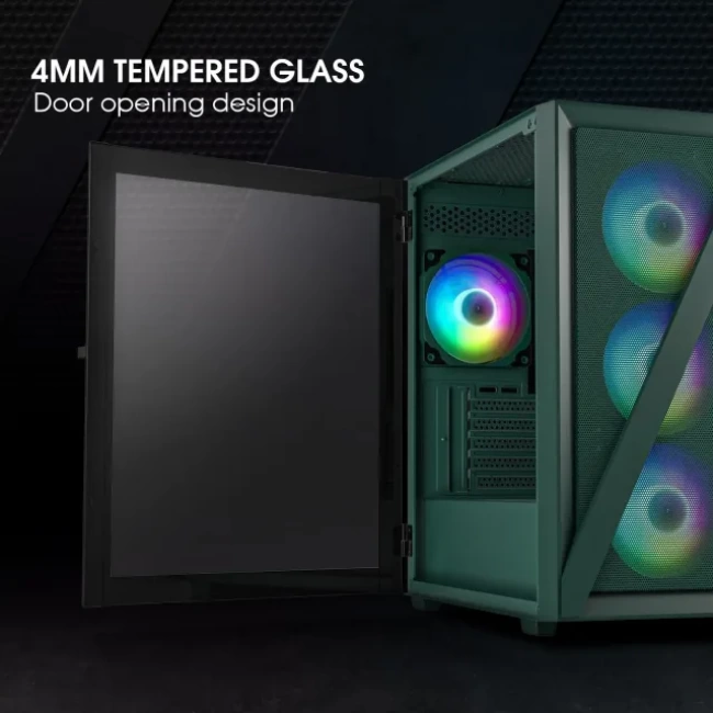 Vetroo M03 Micro ATX Mini ITX Kompakt Oyun Bilgisayarı Kasası M05 Army Green +3fans