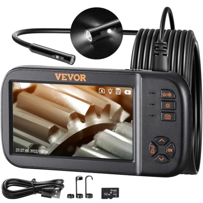 VEVOR Üç Lensli Işıklı Endoskop Kamerası - 5m Kablo 4.5inch IPS