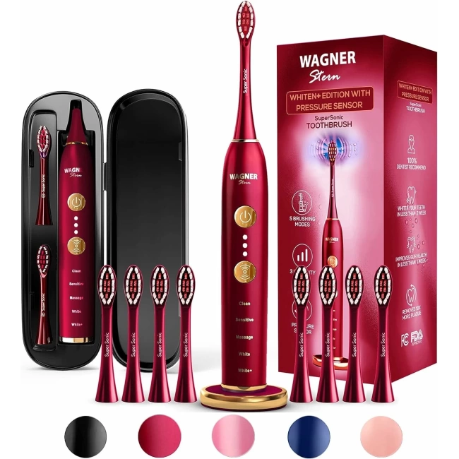 Wagner Stern WHITEN+ Sürümü. Akıllı Elektrikli Diş Fırçası - Yakut Kırmızı
