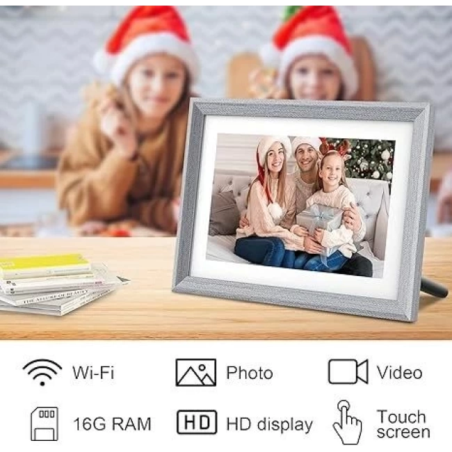 YunQiDeer Dijital Fotoğraf Çerçevesi WiFi 10.1 Inc 16GB 1280x800 IPS Ekran