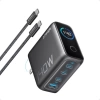 Anker Dizüstü Bilgisayar Şarj Cihazı (140W, 4 Bağlantı Noktalı, PD 3.1) USB-C Kablolu - Siyah