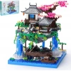 CAXIMSY Çin Mimarisi, Kiraz Çiçeği Bonsai Ağacı Ev Yapı Blok Setleri - 3320 Parça