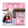 Costway - Çocuk Kara Tahtalı Mutfak Oyuncak Seti  Pink