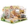 CUTEBEE DIY Ahşap Dollhouse Seti Cat Coffee Garden