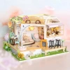 CUTEBEE DIY Ahşap Dollhouse ve Minyatür Mobilya Cat Coffee Garden