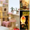 CUTEBEE DIY Ahşap Dollhouse ve Minyatür Mobilya Cat Coffee Garden