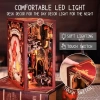 CUTEBEE DIY Ahşap Minyatür Ev Seti Kitaplık Flame Common Room