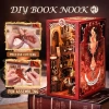 CUTEBEE DIY Ahşap Minyatür Ev Seti Kitaplık Flame Common Room