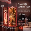 CUTEBEE DIY Ahşap Minyatür Ev Seti Kitaplık Flame Common Room