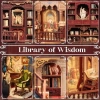 CUTEBEE DIY Ahşap Minyatür Ev Seti Kitaplık Library of Wisdom