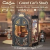 CUTEBEE DIY Dollhouse Kitaplık Count Cats Study