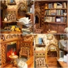 CUTEBEE DIY Ahşap Minyatür Ev Seti Kitaplık