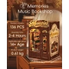 CUTEBEE DIY Ahşap Minyatür Ev Seti Kitaplık Memories Music Bookshop