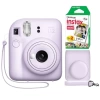 Fujifilm Instax Mini 12 Anlık Fotoğraf Makinesi/ Minimate Özel Kılıf/20 Sayfa/İkili Paket - Mor