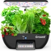 Growell Hidroponik Yetiştirme Sistemi Kiti, 17 Kapsül 28W Tam Spektrumlu LED - Siyah/Gri