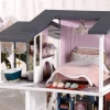 GuDoQi 1:24 Ölçekli DIY Minyatür Müzikli Oyuncak Ev Seti