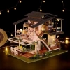 GuDoQi 1:24 Ölçekli DIY Minyatür Müzikli Oyuncak Ev Seti