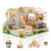 GuDoQi 1:24 Ölçekli Müzikli Minik Ev kiti Coffee Shop