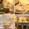 GuDoQi 1:24 Ölçekli Müzikli Minik Ev kiti Coffee Shop