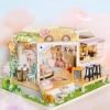 GuDoQi 1:24 Ölçekli Müzikli Minik Ev kiti Coffee Shop