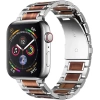 İiteeoloji Uyumlu Apple Watch Ultra 2 Bant Gümüş ve Kırmızı Sandal Ağacı