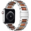 İiteeoloji Uyumlu Apple Watch Ultra 2 Bant Gümüş ve Kırmızı Sandal Ağacı