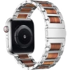 İiteeoloji Uyumlu Apple Watch Ultra 2 Bant Gümüş ve Kırmızı Sandal Ağacı