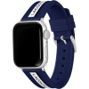 Lacoste Çizgili Silikon Unisex Apple Saat Kayışı Orta Boy Mavi / Beyaz