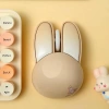 Lomiluskr Sevimli Tavşan 2.4G Kablosuz Sessiz Mouse - Bej Tavşan
