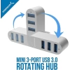 SABRENT 3 Bağlantı Noktalı Alüminyum Mini USB 3.0 Hub [Döndürülebilir] (HB-R3MB)