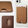 Spigen Valentinus (MagFit) İphone 14, 13, 12 için Manyetik Cüzdan Kartlık 2 Kartlı PU Brown