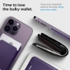 Spigen Valentinus (MagFit) İphone 14, 13, 12 için Manyetik Cüzdan Kartlık 2 Kartlı PU Purple